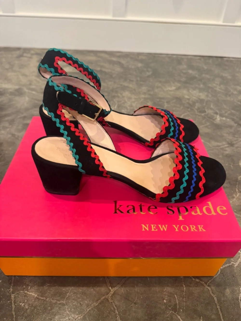 Kate Spade Piedra Black Suede Block Heel size 9